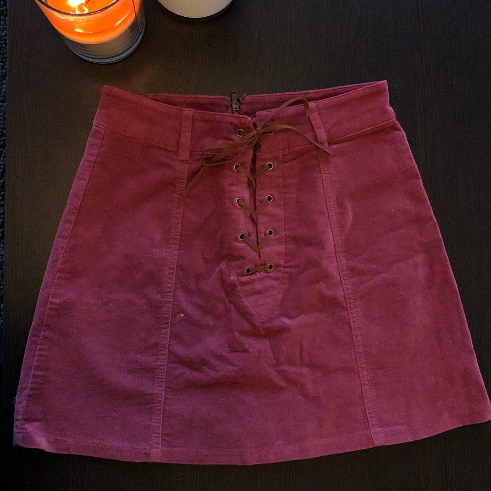 Suede Pink Lace Up & Zip Up Skirt